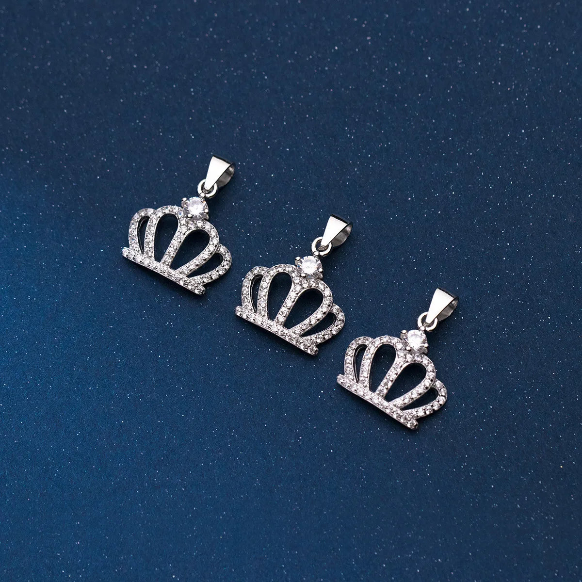 Hertiny Dainty 925 Sterling Silver Pave Cubic Zirconia Princess Crown CZ Charm Pendant for Jewelry Making Supplies