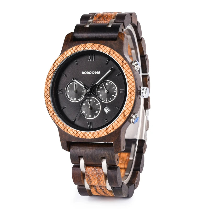 For Fashion Stainless Steel & Wooden Men's Wedding Watch with Chronograph-Dropshipping Private Label