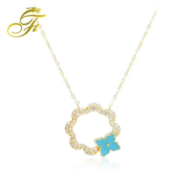 Wholesale Luxury 18K Gold Necklace Display Trendy Pure Gold Choker with Flower Pattern Fashion Jewelry for Weddings and Gifts