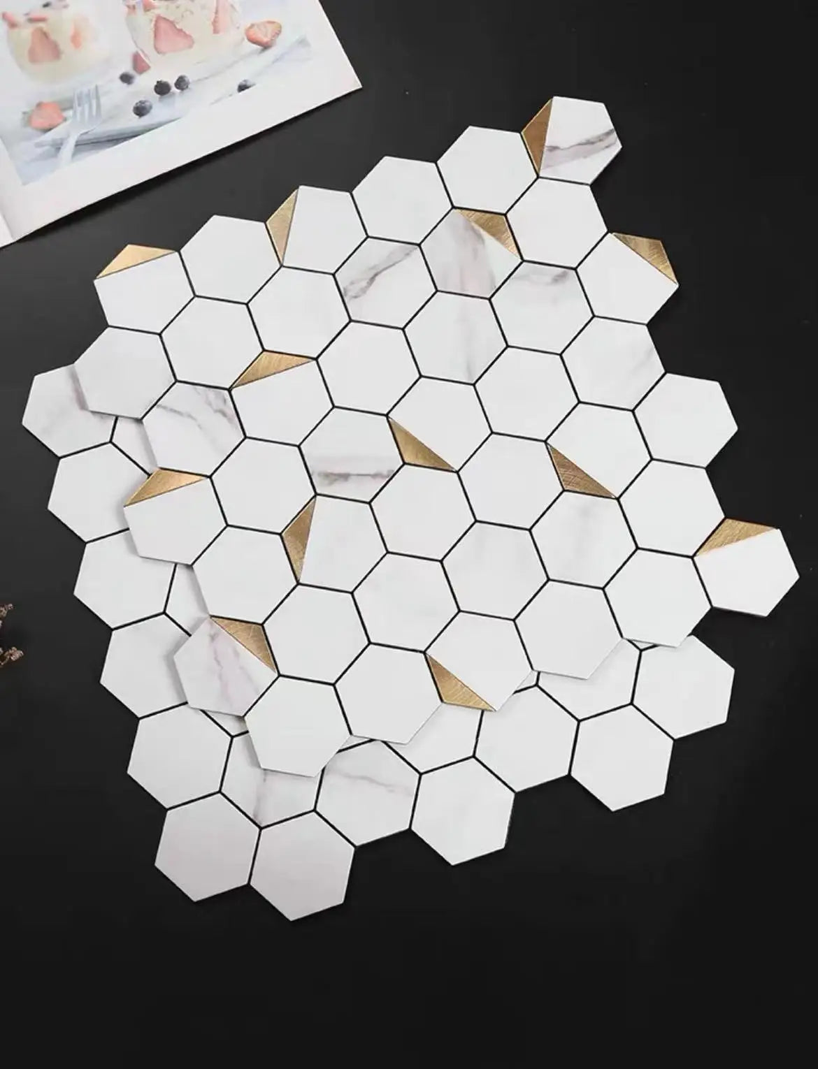 Polished White Peel and Stick Backsplash Self-Adhesive Wall Mosaics Parquet Design for Hotel Interior Wall Decoration Project