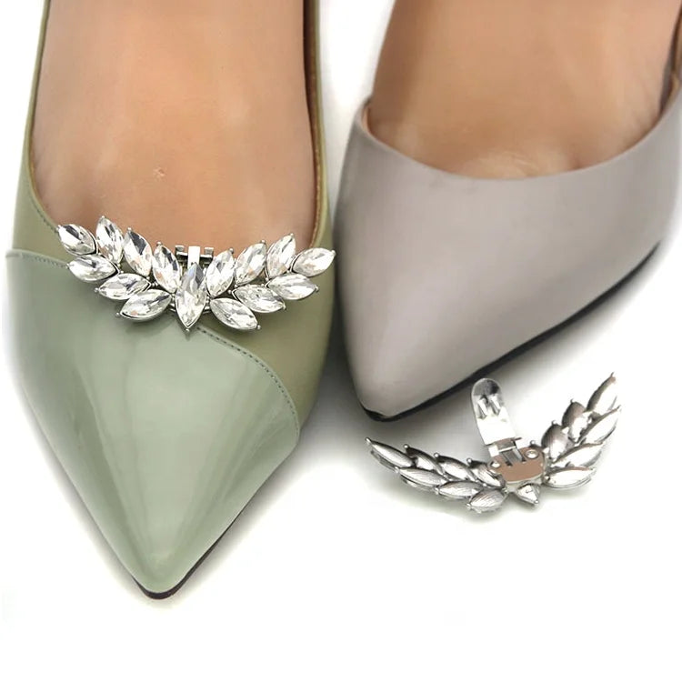 Removable Crystal Rhinestone Shoe Clips Bling Wedding Shoe Accessaries