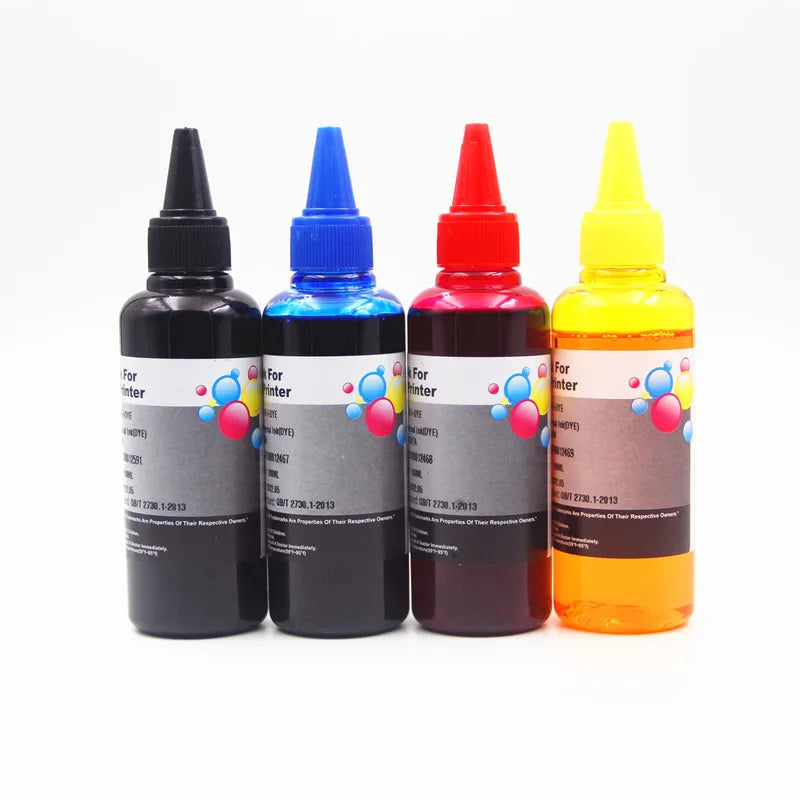 Ocbestjet 4-Color 100ML/Bottle Universal Water-Based Dye Ink for Canon Epson HP/CANON Desktop Printers Digital Printing