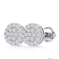925 Sterling Silver Rhodium Plated Earrings 1.0mm Round VVS Moissanite Diamond Unisex Hiphop Studs