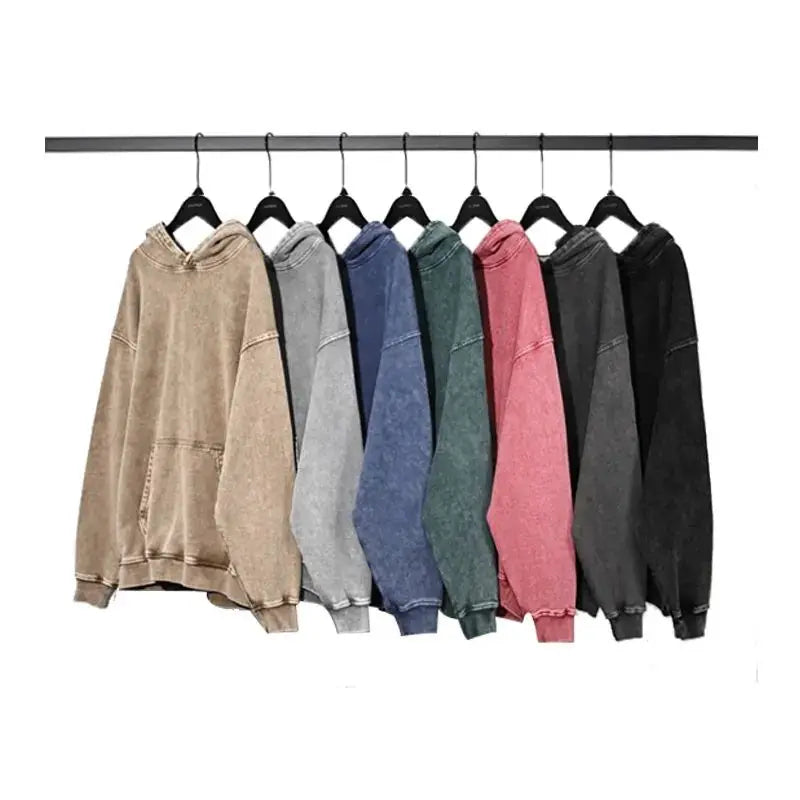 Wholesale 500gsm Heavy Plain Custom Heavyweight Distress Oversized Acid Vintage Wash Eco-Friendly Autumn Lined Blank Hoodie