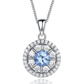 Eye Circle Necklace Thin Necklace Chain for Girl Gift Fine Jewelry 925 Sterling Silver Nano Sky Blue Women's Box Chain Topaz