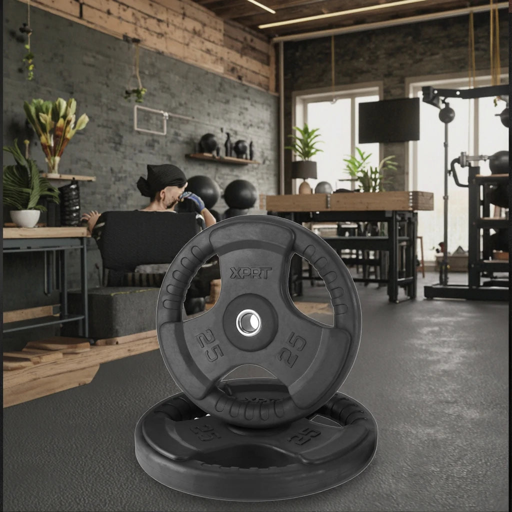 Wholesale 1-Inch 2-Inch Standard Weight Plates Black Cast Iron with 3 Holes Rubber Coated Grip