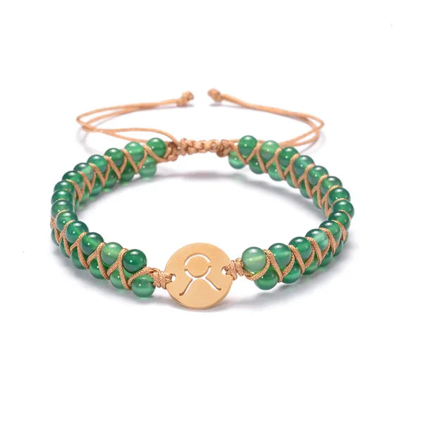 New 12 Zodiac Sign Charm Bracelets Handmade 4mm Birthstone Double Layers Braided Men Women Prayer Lucky Jewelry
