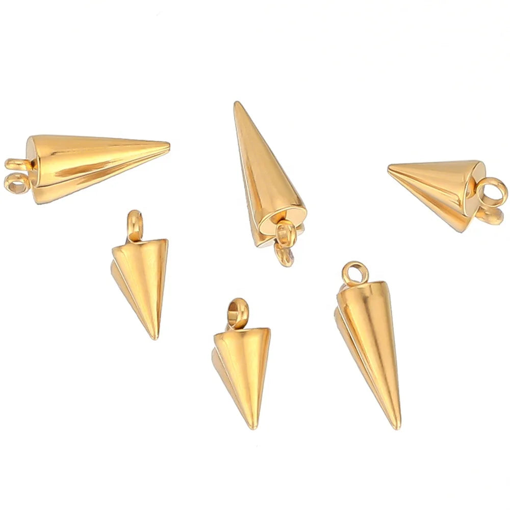 10Pcs Stainless Steel Perforated Circular Cone Charms Pendants for Fine Jewelry Making DIY Necklace Materials Bulk