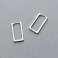 European Style Pure 925 Sterling Silver Geometric Rectangle Long Hoop Earrings for Women