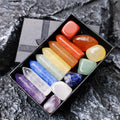 Fashion Natural Stone Gift Set Colorful Healing Crystal Hexagonal Pendant Heart Chakra Crystal Crafts for Jewelry Gift Box Set