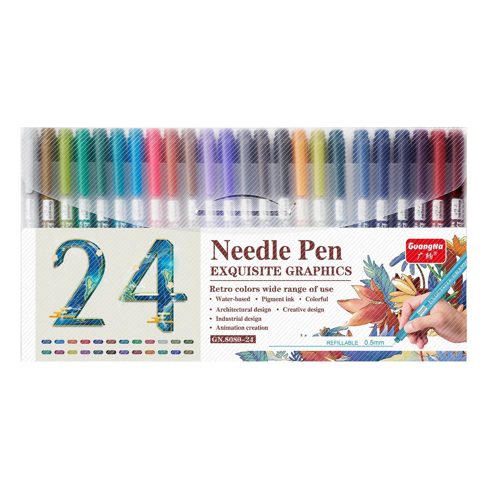 New Arrival 24 Colors Colored Micron Drawing Pen With Waterproof Non-Toxic Pigment Ink