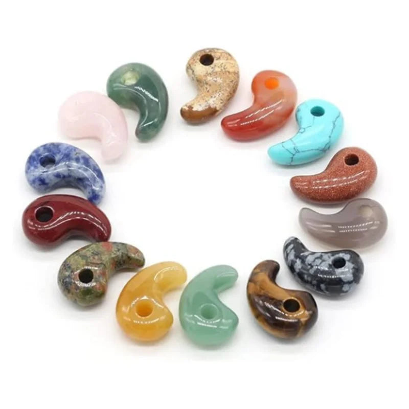 Natural Stone Bead Pendants Comma Shape Polished Crystal Agate Random Stone Charms for Jewelry Making Necklace Bracelet