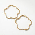 QIAOREN 12317 Waterproof Tarnish Free Squiggle Hoop Earrings Gold Stainless Steel Organic Sinuous Ripple Latchback Hoops US EU