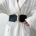 New Trendy Elastic Strength Belts With Big Clasp Belt Buckle Fashion Wide Stretchy Vintage Cinch Waistband Women