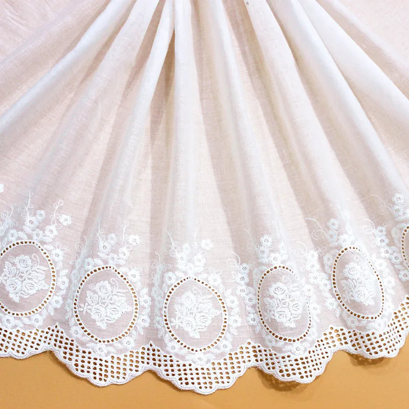 Hot Sale Pure 35cm Wide Cotton Soft Lace Textile Embroidered Lace Trimming for Women's Dresses