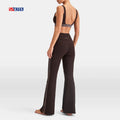 Sports Set Clothing Manufacture Custom Workout Fitness 2 Piece Leggings Set for Women Gym Crop Tops and Flare Yoga Pants Set
