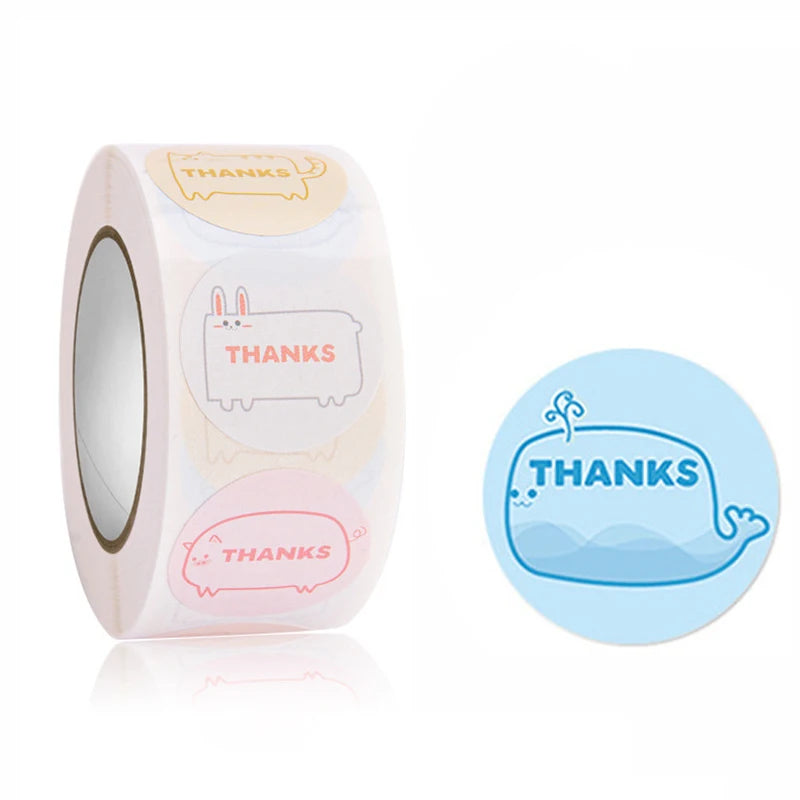 Wholesale Cartoon Cute Animal Children Thank You Sealing Shipping Box Sealing Stickers for Small Business