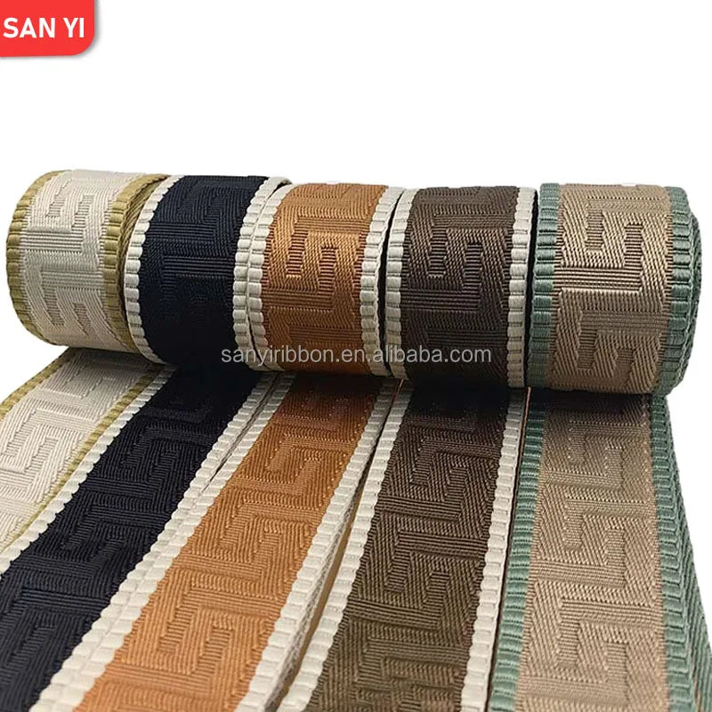 Chinese Style Jacquard Webbing Polyester 50mm Ribbon Guitar Shoulder Strap Crossbody Bag Webbing