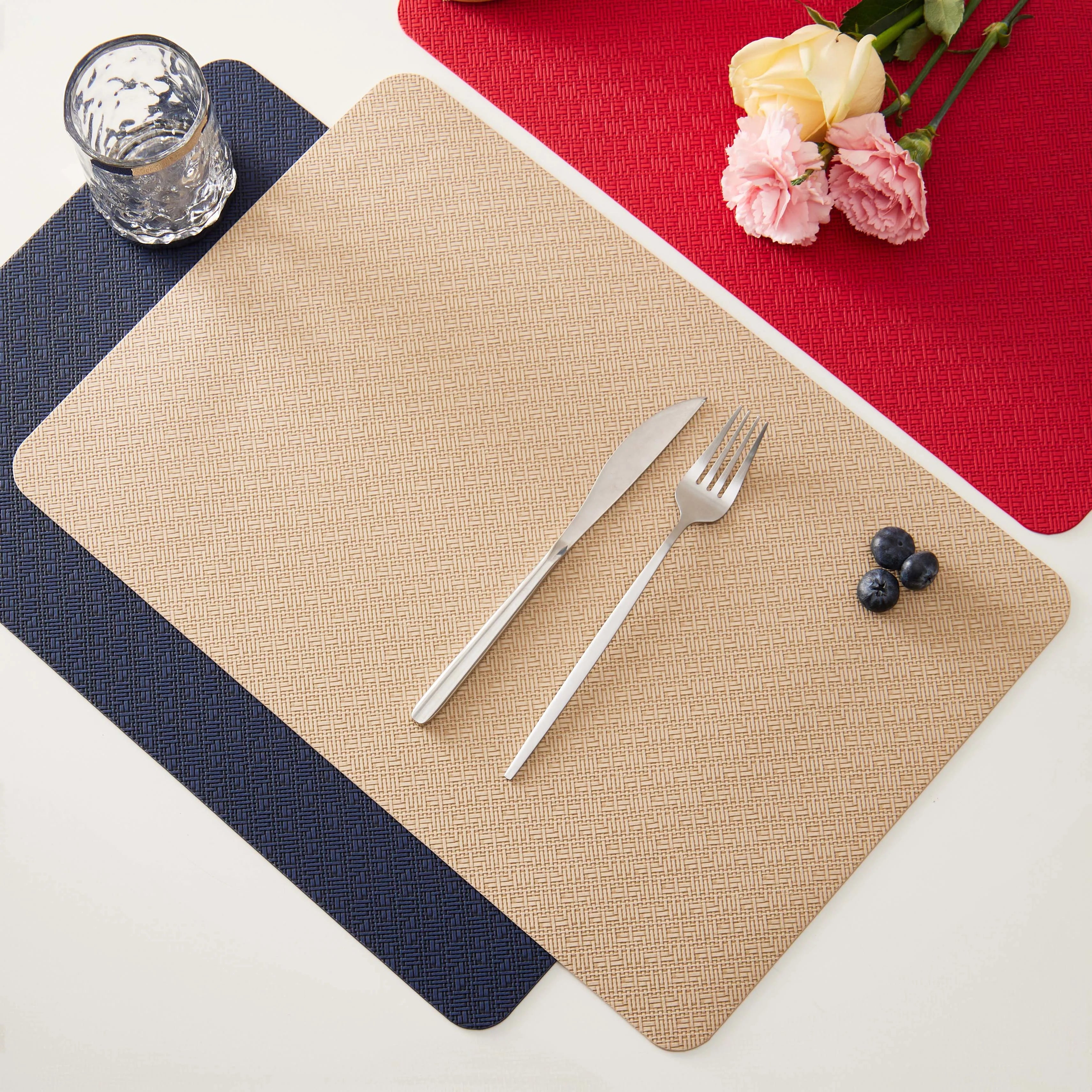 Tabletex PU Leather Placemats Waterproof Coffee Coasters Kitchen Table Mats Placemats for Wedding