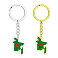 Stainless Steel Enamel Bangladesh Country Flag Charm Keychain Key Ring 18K Gold Plated Enameled Bangladesh Map Pendant Key Chain