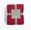 Red Acrylic Solid Woven 100% Polyester Decorative Autumn/Winter Jacquard Blanket Tassels Portable Lightweight for Living Room
