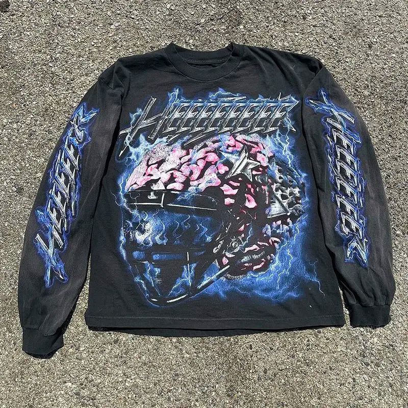 Salati Custom Wholesale Dropped Shoulder Graphic DTG Printing Print French Terry Cotton Acid Wash Crewneck Hoodie Sweatshirt Men