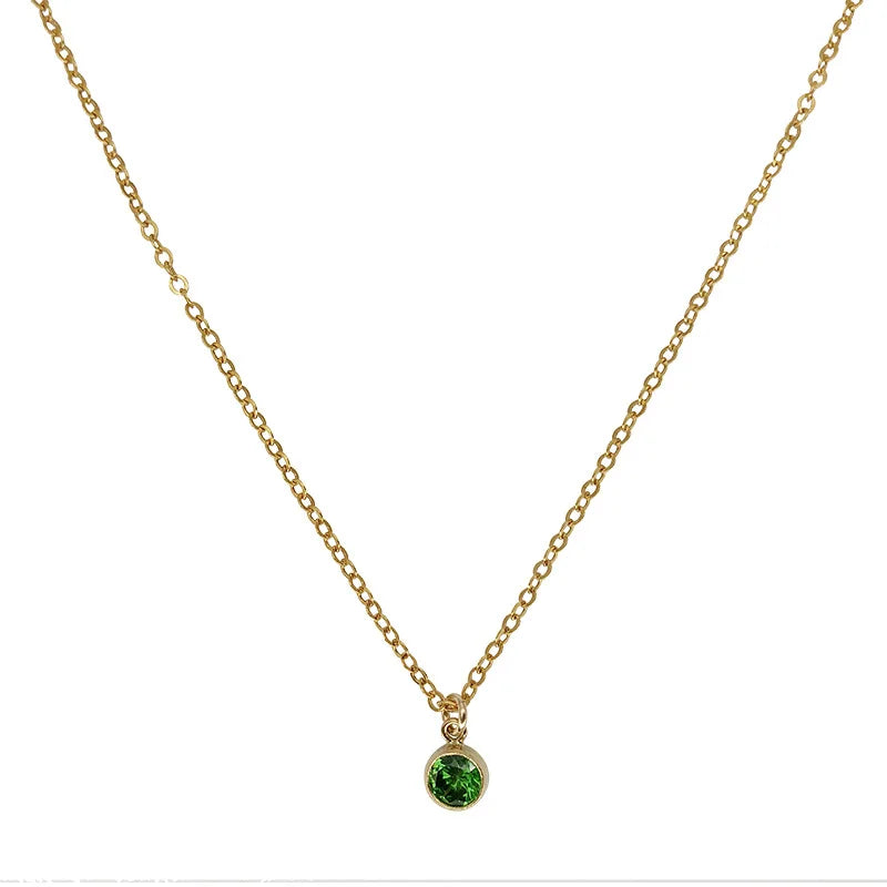 Fashion Crystal Pendant Choker Necklace Simple Zircon 14K Gold Plated Necklace for Women Jewelry