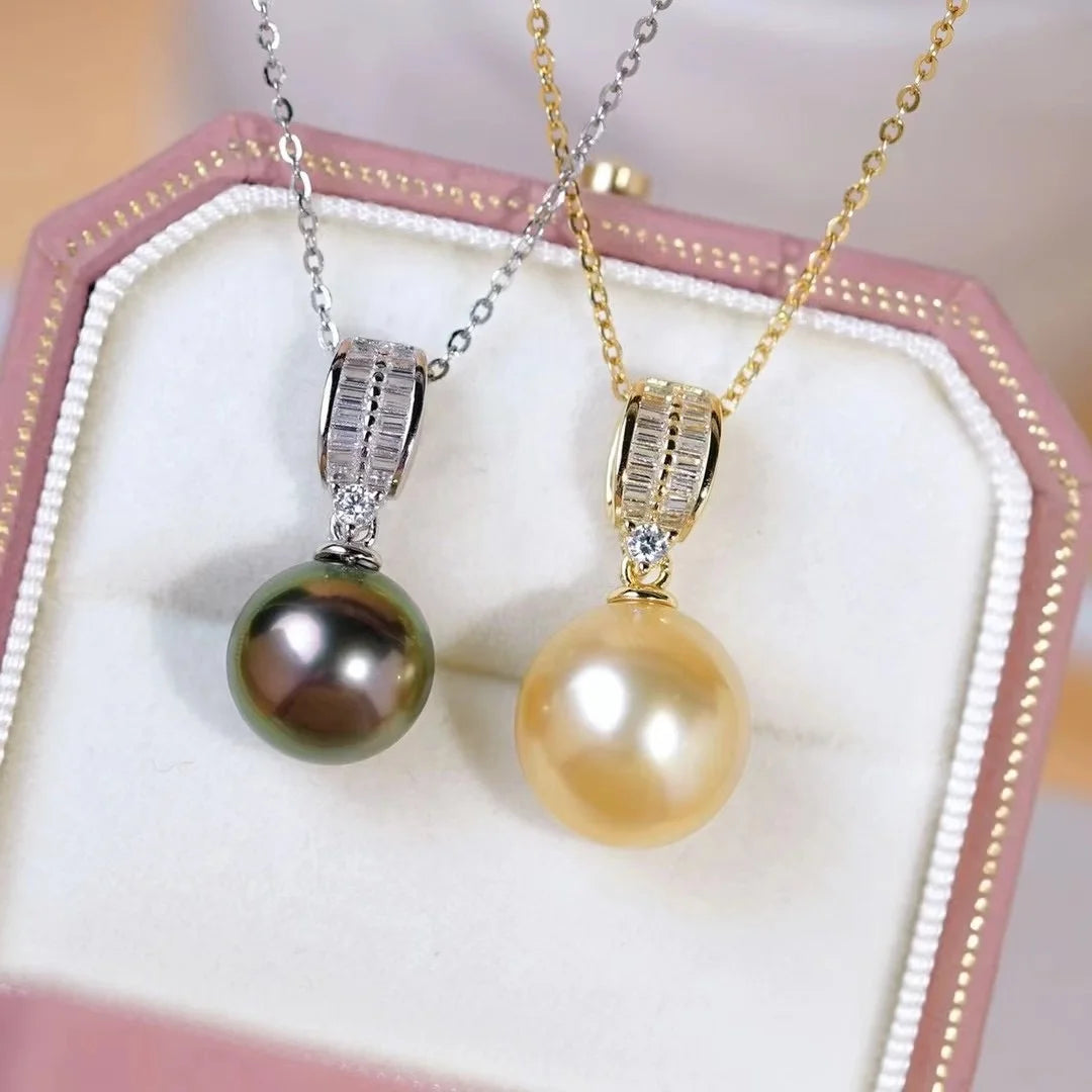 P1646 11-12mm DIY Natural  Freshwater Pearl Charm Pendant Necklace Accessory 925 Sterling Silver Jewelry for Women Without Chain
