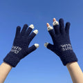 Cute cartoon fingerless wool knitted gloves warm winter riding windchill gloves