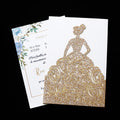 Chagmpagne Gold Power Princess Personalized Print Wedding Invitation Card With Envelope DIY Quinceanera Invites