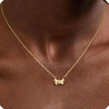 Modern Trendy Bow Pendant Gold Plated Necklace Women Sweet Cute Adjustable Bowknot Necklace for Valentine's Gift