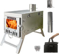 DANCHEL Folding 100% Titanium Wood Burning Stove with Spark Arrestor for Hot Tent Solo Outdoor Camping Cooking Heating