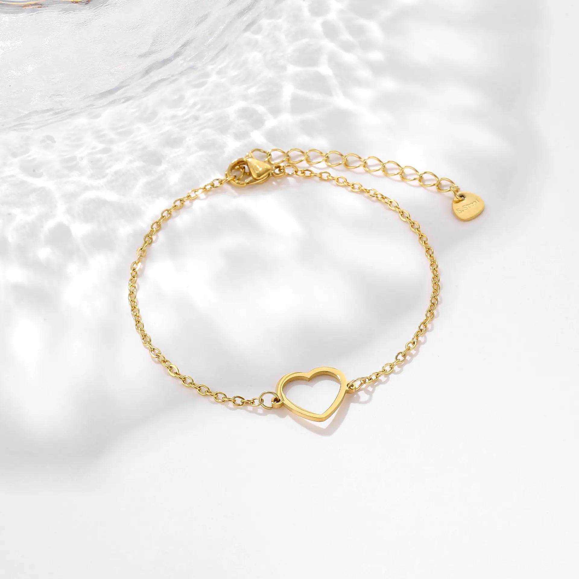 Women's Trendy Heart Bracelet Fashionable Hollow Stainless Steel Hand Accessory Wholesale for Gift Purpose