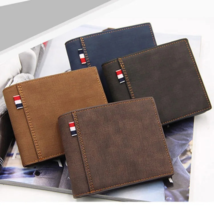 Wholesale Stylish Open-Closed PU Leather Men's Wallet Casual Small Clutch with Polyester Lining Simple Male Billetera De Cuero