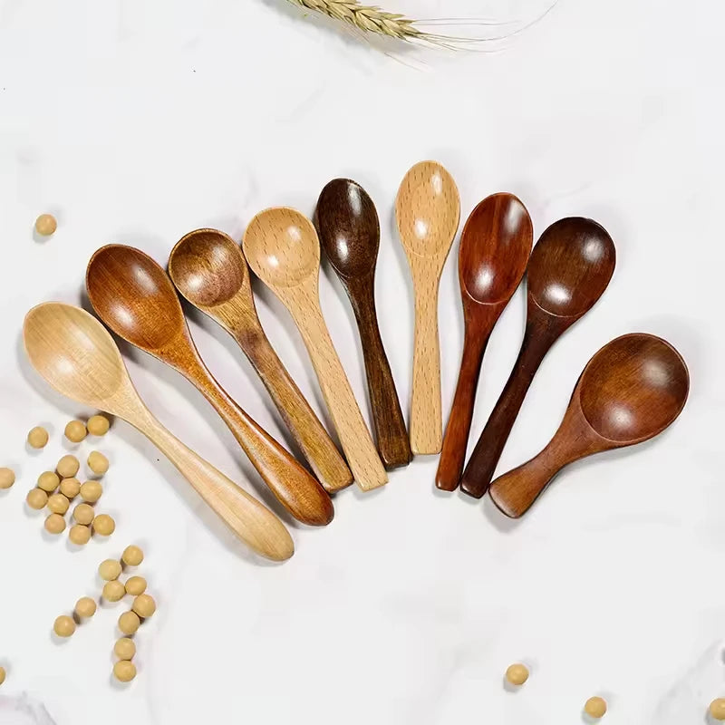 Wholesale Eco-Friendly Natural Different Size Wooden Soup Spoon for Kitchen Cooking Seasoning Oil Coffee Tea Sugar