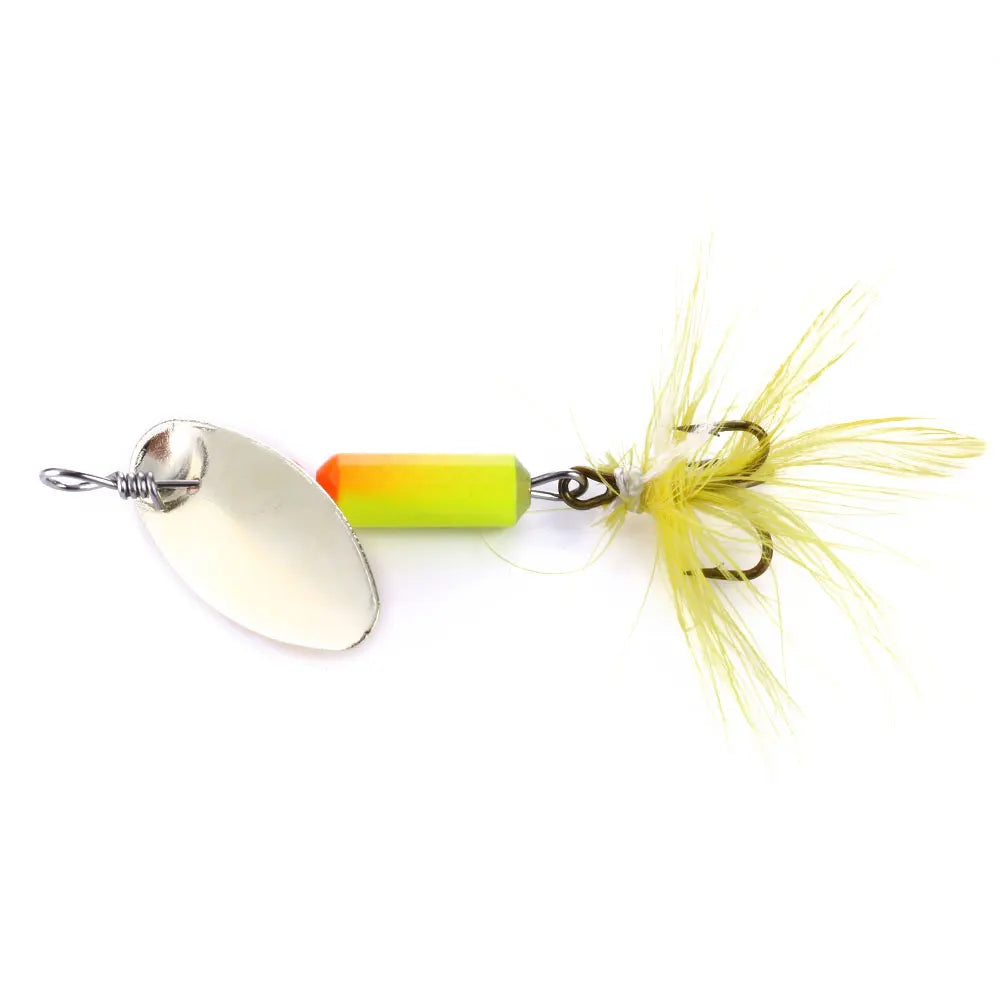 Wholesale SP067 5.5cm 3.7g Artificial Metal Spinner Baits Spoon Fishing Lures with Feather Hook