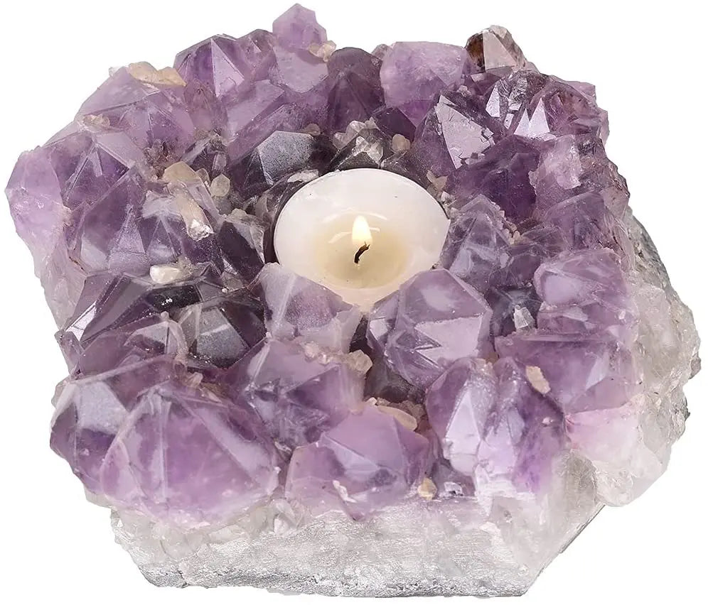 Amethyst Raw Crystal Lights Candle Holder Home Decorative Candle Stand Candlestick Holders