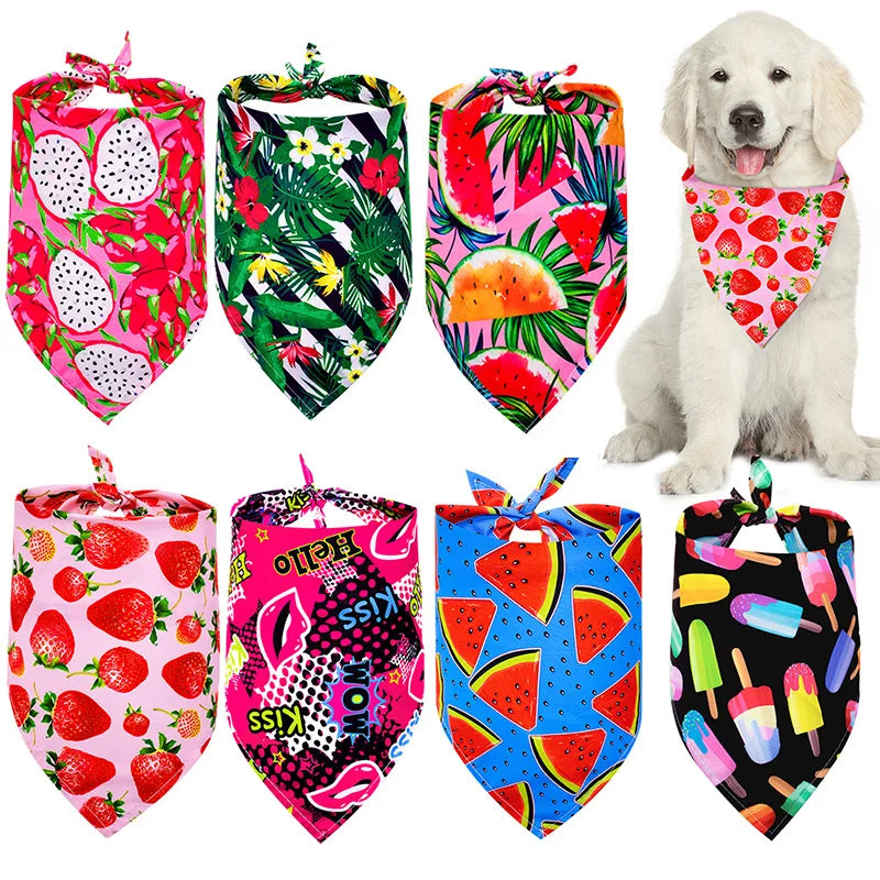 OEM Factory Wholesale Custom Logo Summer Polyester Outdoor Use Pet Dog Scarf Triangle Bandanas Bibs