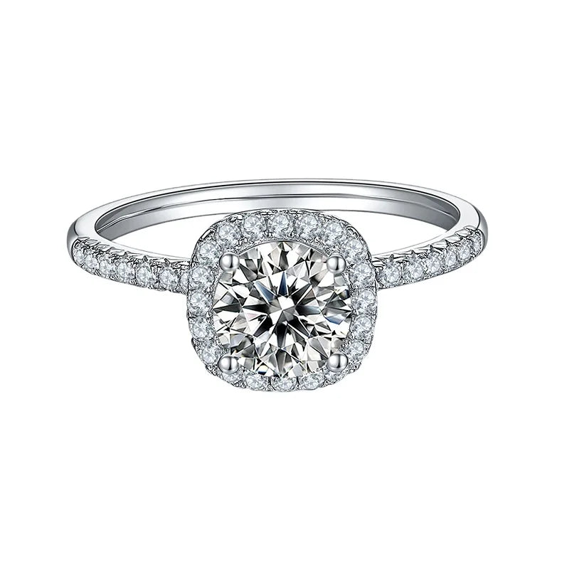 Hot Sale Jewelry 925 Sterling Silver Brilliant Cut 1ct Color Moissanite Diamond Ring for Women