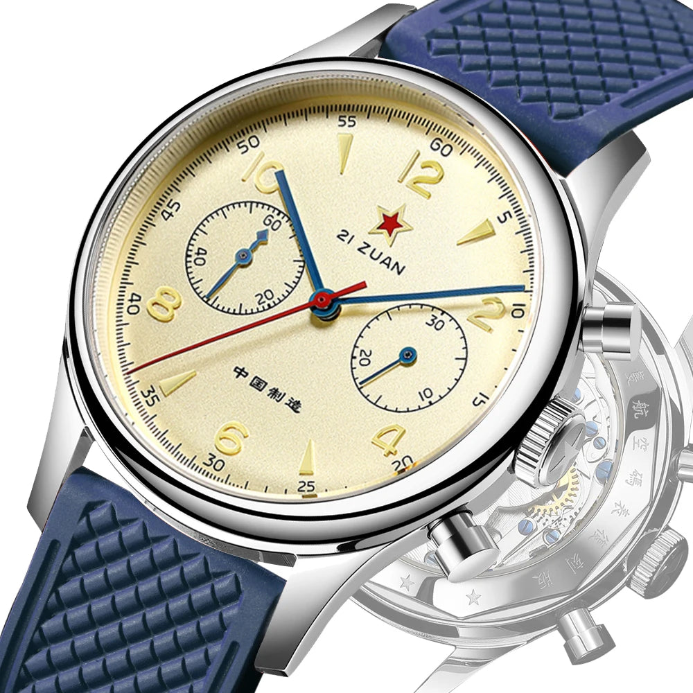 SEAKOSS Men's Original 1963 Chronograph 40mm High Quality Aviation Sapphire Super Luminous Mechanical Watch Model ST1901 FKM