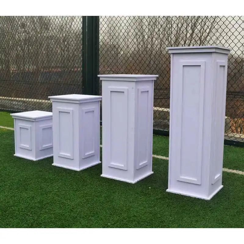 Wholesale PVC Wedding Props White Square Flower Stand Plinth Pedestal Detachable PVC Stands for Wedding Decoration Party Event