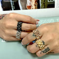 MECYLIFE Best Selling Rings Stainless Steel Watch Band Link Ring 18K Gold Plated Hiphop Stainless Steel Chain Ring