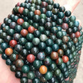 Natural Green Blood Gem Round Loose Stone Round Loose Spacer Beads for Jewelry Making DIY Bracelet Necklace