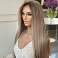 Ombre Blonde Color Natural Hairline Lace Wig Straight Virgin Remy European Human Hair Wig Transparent Swiss Lace Front Wig