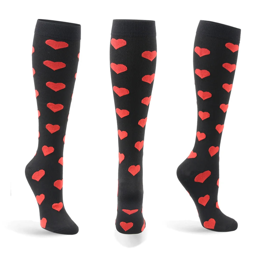 Wholesale More Style Colorful Women Travel Running Sports Graduated Stockings Fashion Men Compression Knee High Socks