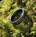 Flat Curve Faceted Hematite Health Ring Natural Black Hematite Ring for Men and Women Non-magnetic Hematite Ring