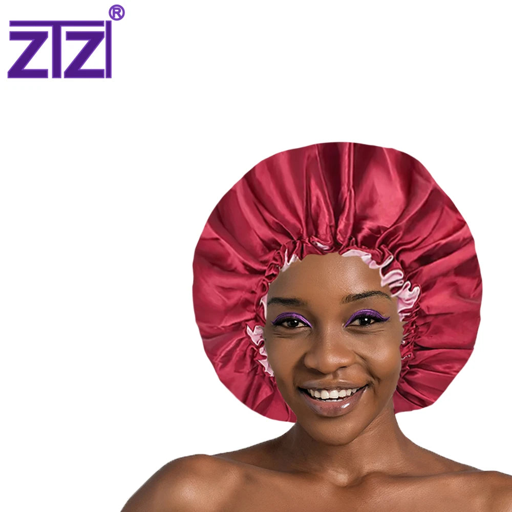Wholesale Double Layer Silk Sleeping Cap Custom Logo Braid Bonnet Night Cap Comfortable Silk Bonnet for Daily & Night Use