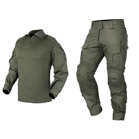 IDOGEAR Men G3 Assault Ranger Green Camo Tactical Hunting BDU Combat Uniform Set with Knee Pads Hunting Clothes