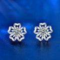 Korean High-grade New Fashion White Gold Plated 925 Sterling Silver Mossianite  Blossom Flowers Stud Earrings for Women