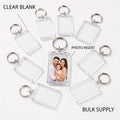 CNAWO Wholesale Logo Blank Acrylic Keychain Picture Insert Plastic Photo Frame Keyring for Promotional Gifts